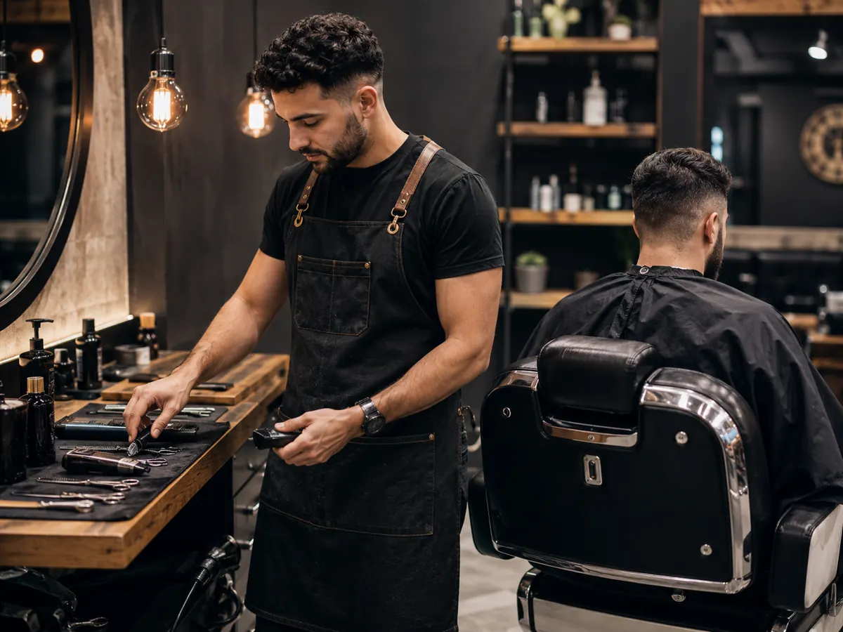 Ambiente profesional de barbería moderna