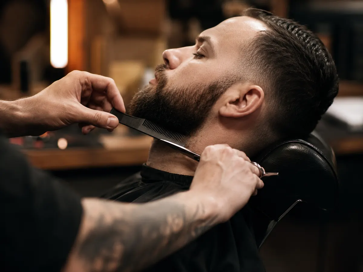 Arreglo profesional de barba en barbería
